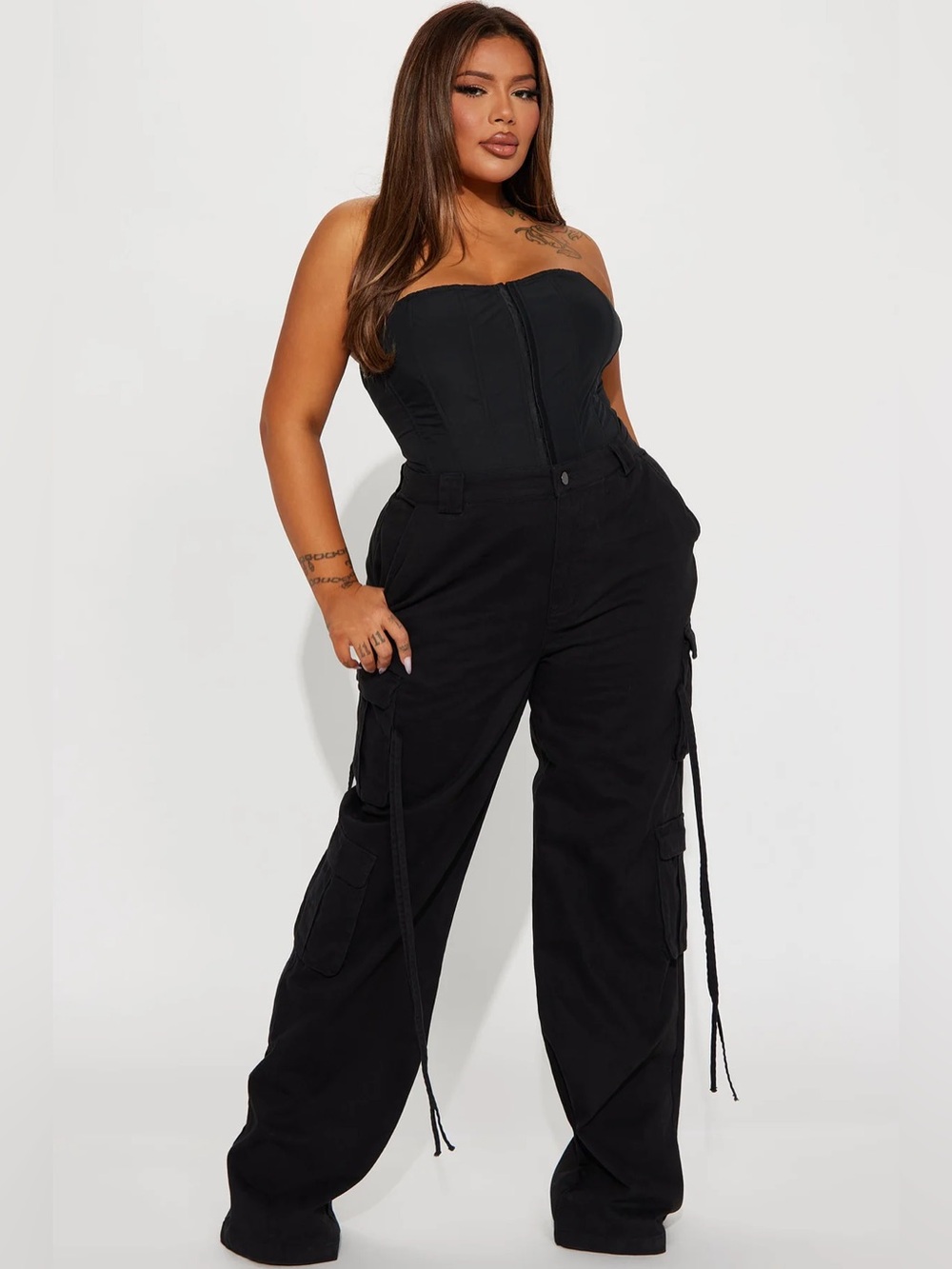 Fashion Nova Black Wide Leg Cargo Pants